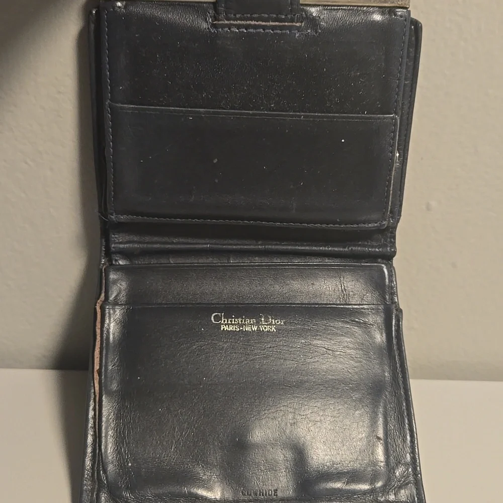 Dior Kisslock Trotter Wallet Blue and Cream